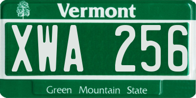 VT license plate XWA256