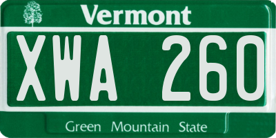 VT license plate XWA260