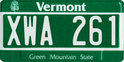 VT license plate XWA261