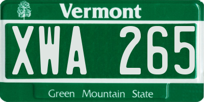 VT license plate XWA265
