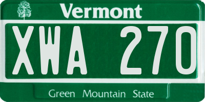 VT license plate XWA270