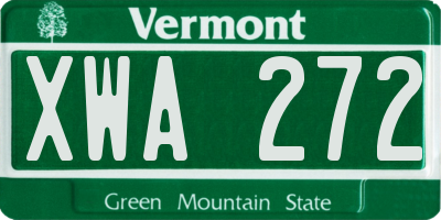 VT license plate XWA272