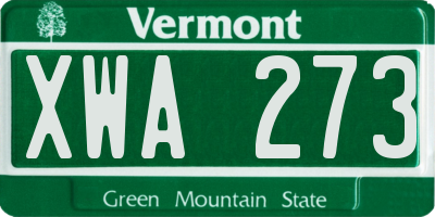 VT license plate XWA273