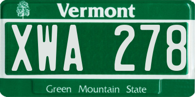 VT license plate XWA278