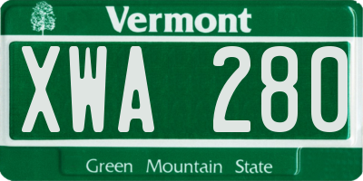 VT license plate XWA280