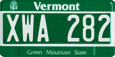 VT license plate XWA282