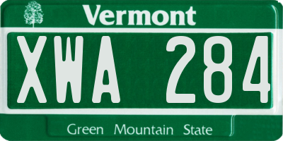 VT license plate XWA284