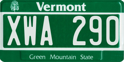VT license plate XWA290