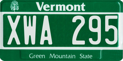 VT license plate XWA295