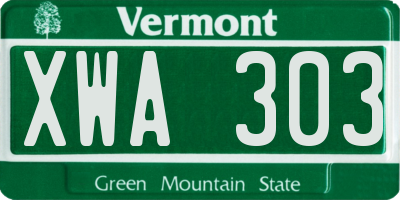 VT license plate XWA303