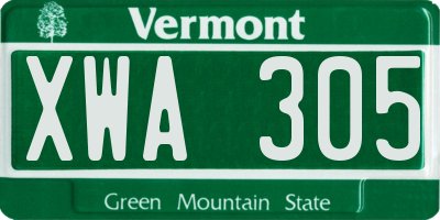 VT license plate XWA305