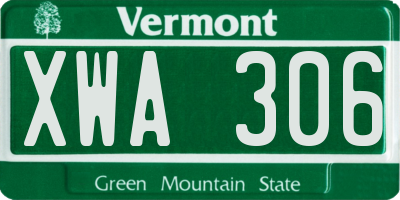 VT license plate XWA306