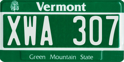 VT license plate XWA307