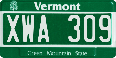 VT license plate XWA309