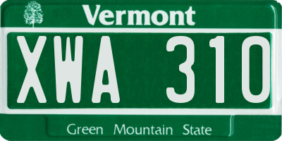 VT license plate XWA310