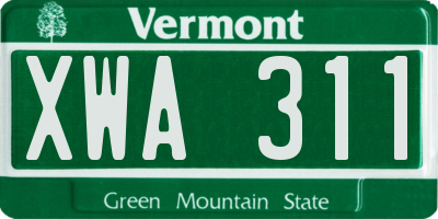 VT license plate XWA311