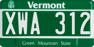 VT license plate XWA312