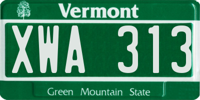 VT license plate XWA313