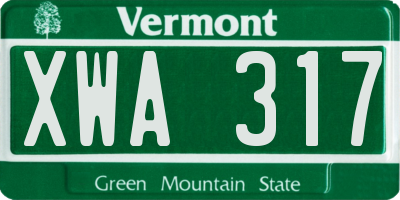 VT license plate XWA317