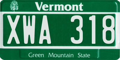 VT license plate XWA318