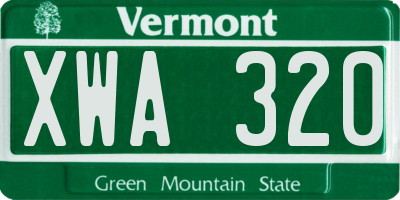 VT license plate XWA320