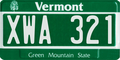 VT license plate XWA321