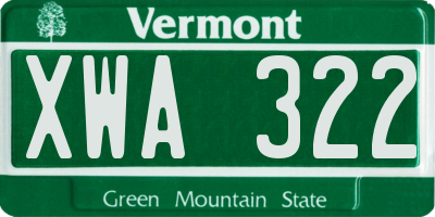 VT license plate XWA322