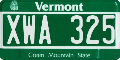VT license plate XWA325