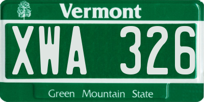 VT license plate XWA326