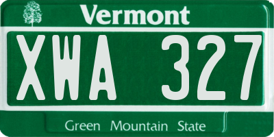 VT license plate XWA327