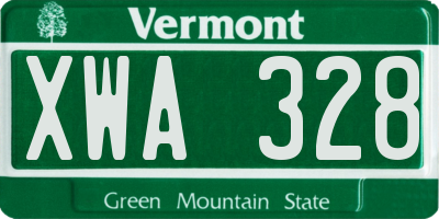 VT license plate XWA328