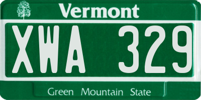 VT license plate XWA329