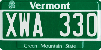 VT license plate XWA330
