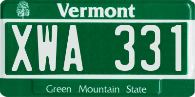 VT license plate XWA331