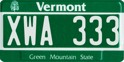 VT license plate XWA333