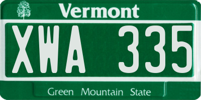 VT license plate XWA335