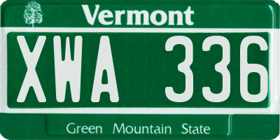 VT license plate XWA336