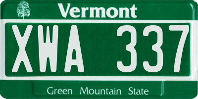 VT license plate XWA337