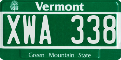 VT license plate XWA338