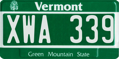 VT license plate XWA339