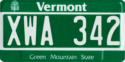 VT license plate XWA342