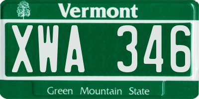 VT license plate XWA346