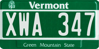 VT license plate XWA347