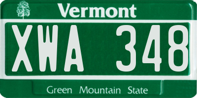VT license plate XWA348