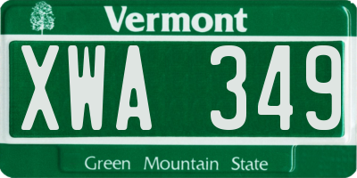 VT license plate XWA349