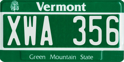 VT license plate XWA356