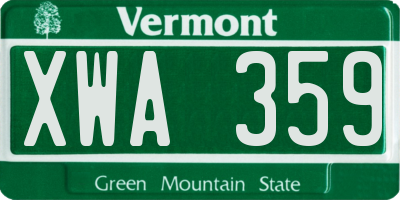 VT license plate XWA359