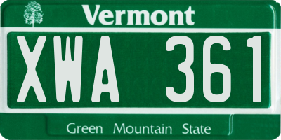VT license plate XWA361