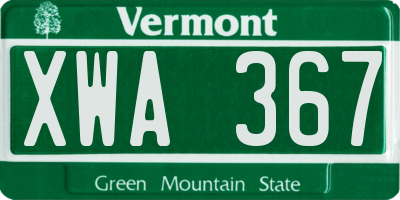 VT license plate XWA367