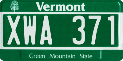 VT license plate XWA371